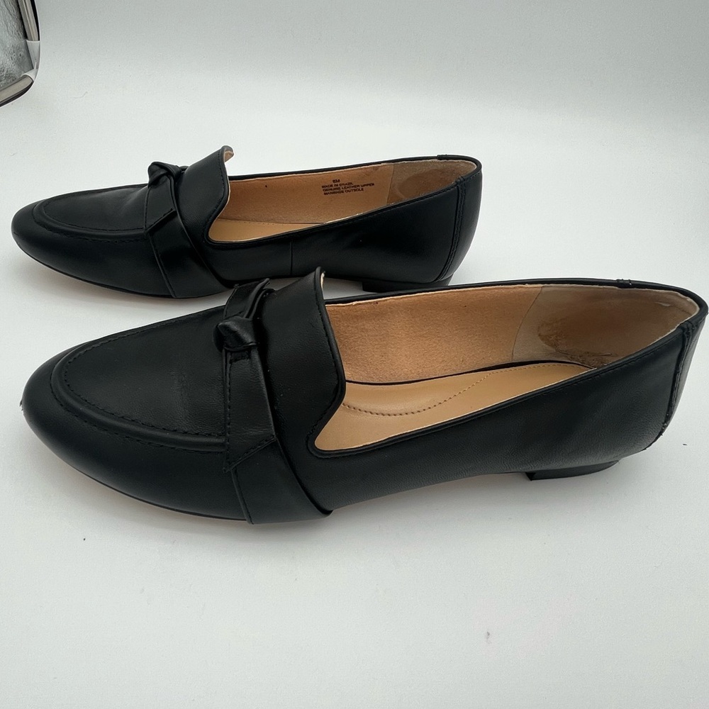 Talbots Classic Black Leather Loafers with Bow knot Detail Academia Career sz 8 - Picture 7 of 8